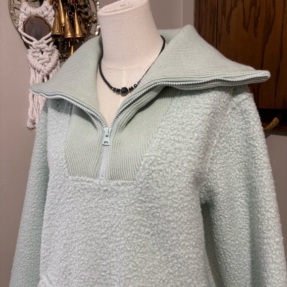 Lands End Pullover Mock Neck 1/4 Zip Fleece Sweatshirt Size Medium - Picture 3 of 12